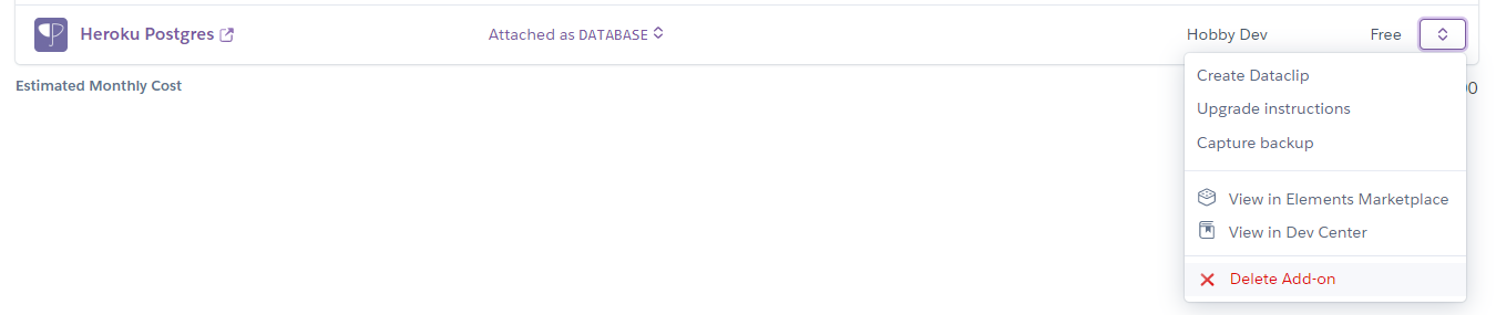 Open the dropdown with the up-down arrows and select Delete Add-on