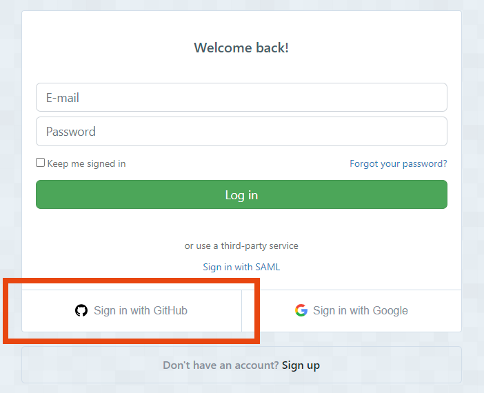 a sign in page with a github option in the bottom left