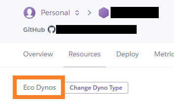 an app on Heroku showing an Eco dyno