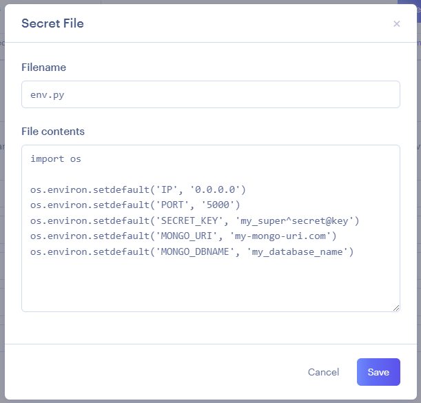 Flask and MongoDB (MS3) Environment variables deploymentdocs