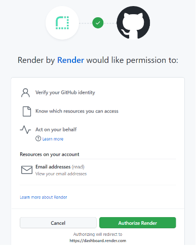 authorize render via the button on the permission screen