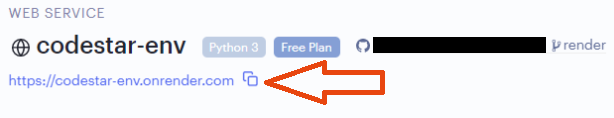 an anchor element displayed below the name of the web service with a copy to clipboard icon next to it