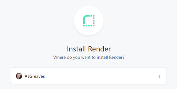 github account selected for render